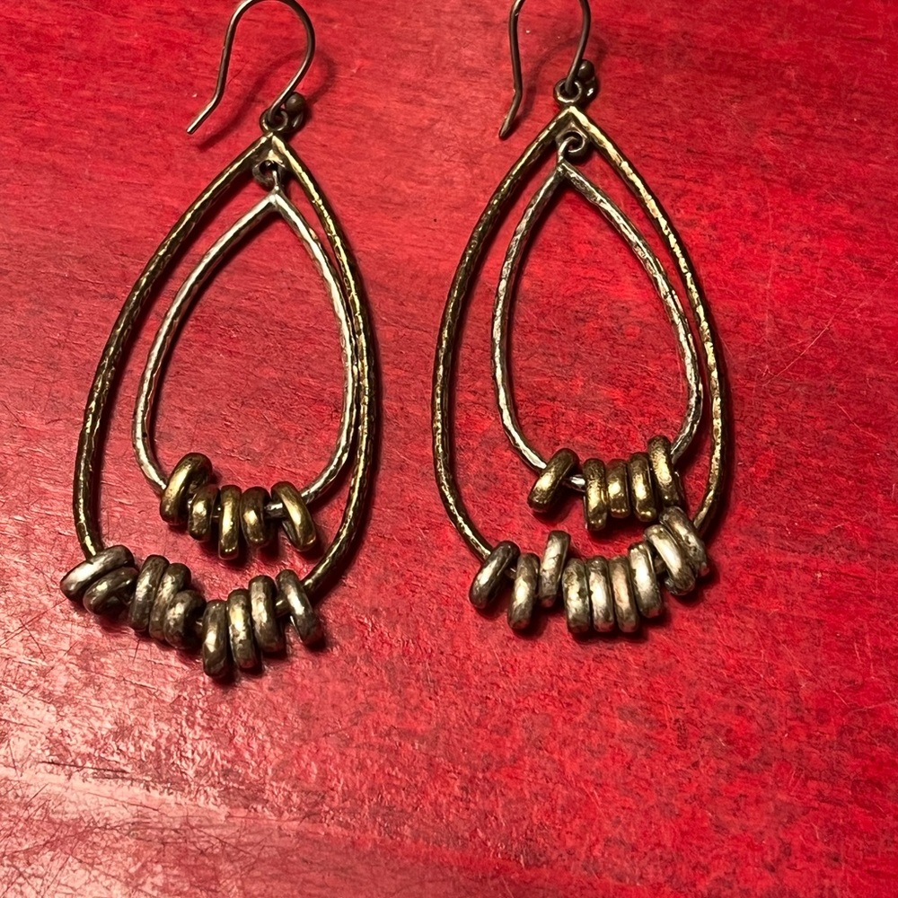 Elegant Gold tone and Silver Teardrop Earrings